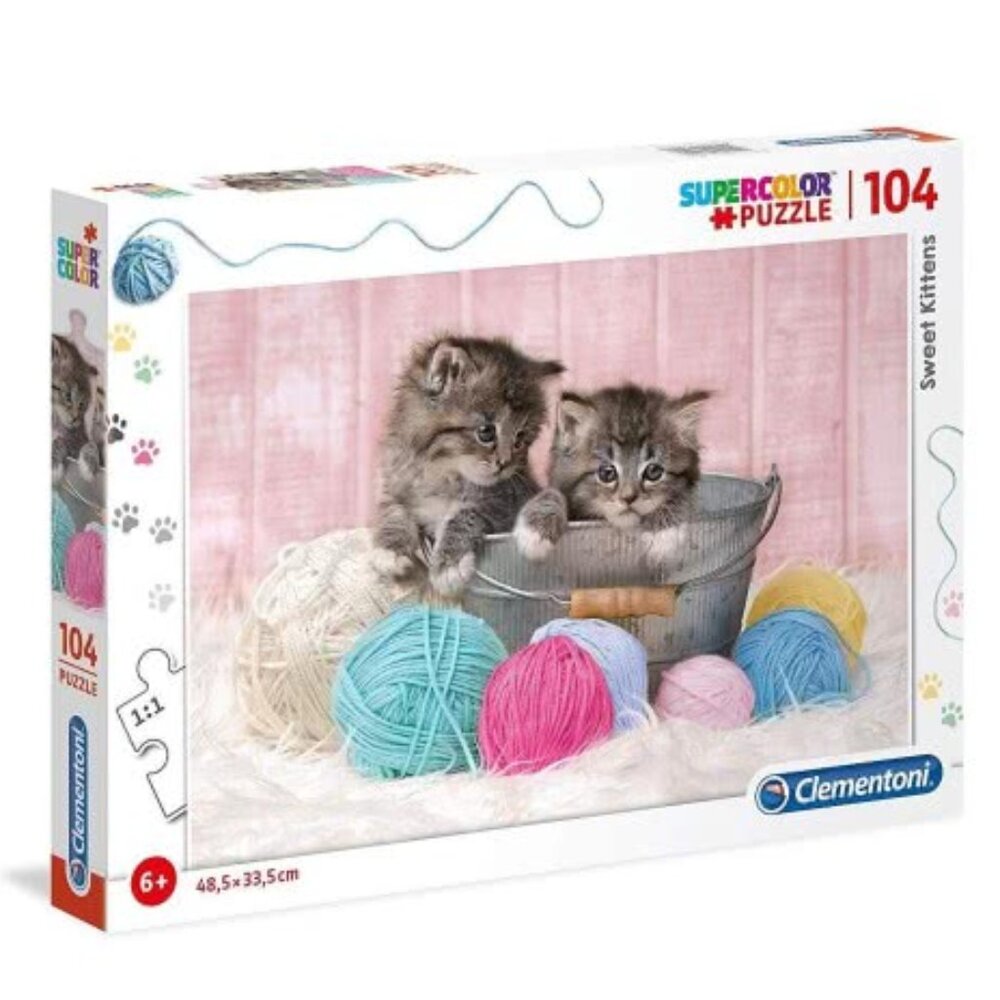 Clementoni Kids Puzzle Super Color Sweet Kittens 104 Pcs    New Sealed